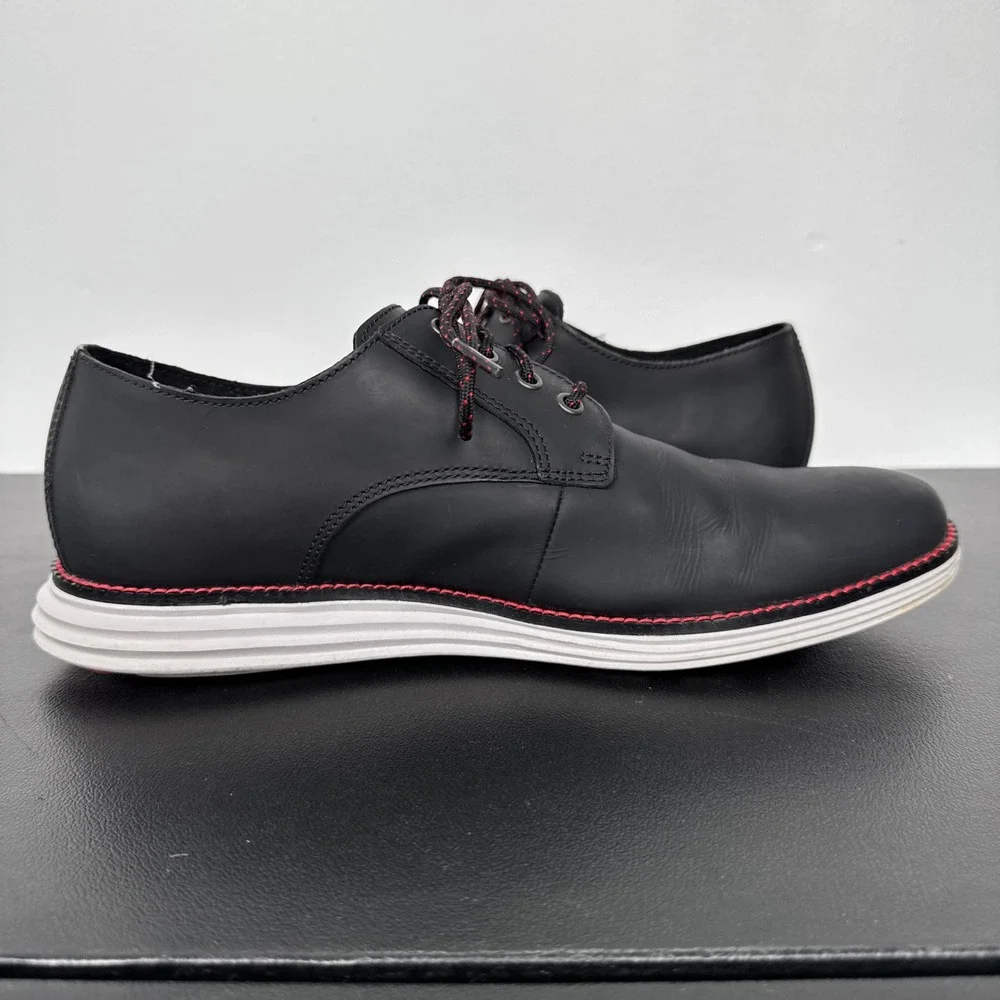 Cole Haan OriginalGrand Plain Toe Oxford Black Red Leather Mens 9.5 M C27997